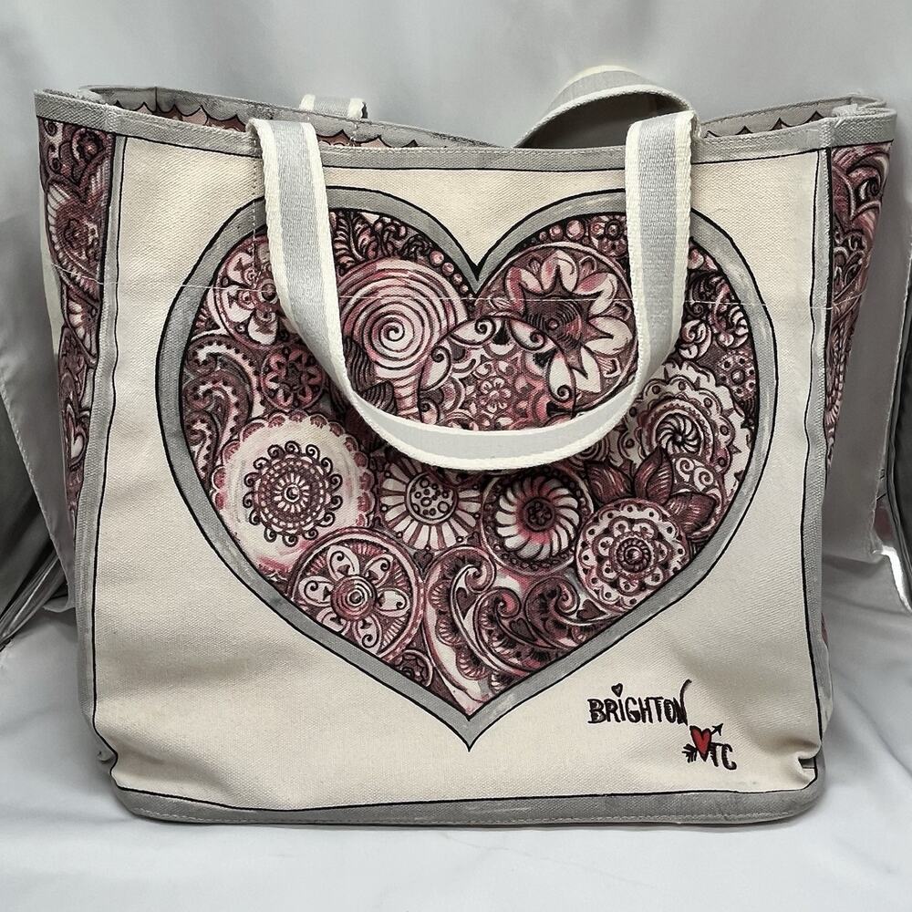 Brighton Tom Clancy Canvas Love in Bloom Shopping Tote Bag Purse Handbag Beach